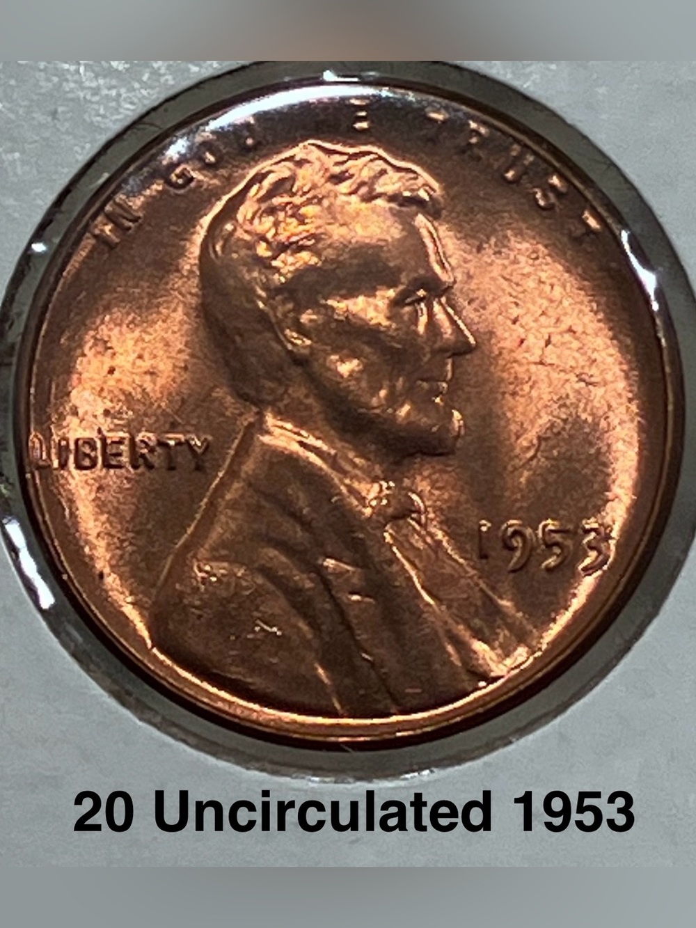 20 Uncirculated 1953 LINCOLN PENNIES / From Original BANK ROLLS / Orangey Red